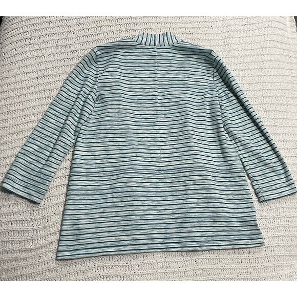 T by Talbots Cardigan Open Front Womens XS Blue White Stripe Long Sleeve Pockets - Picture 8 of 8
